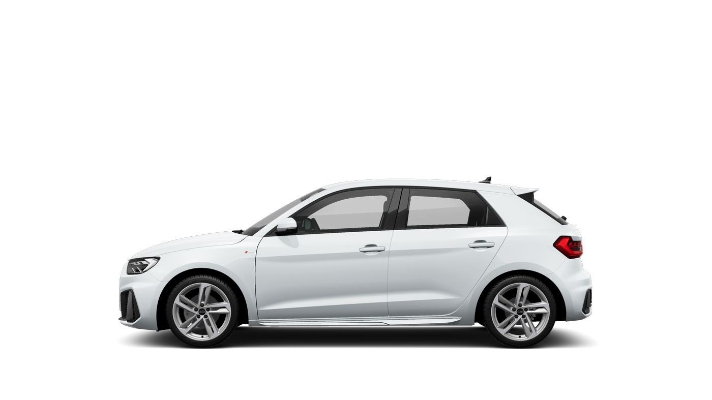 Seitenansicht eines Audi A1 in Weiß.