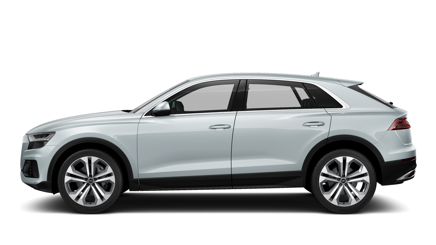 Seitenansicht eines Audi Q8 in Silber.