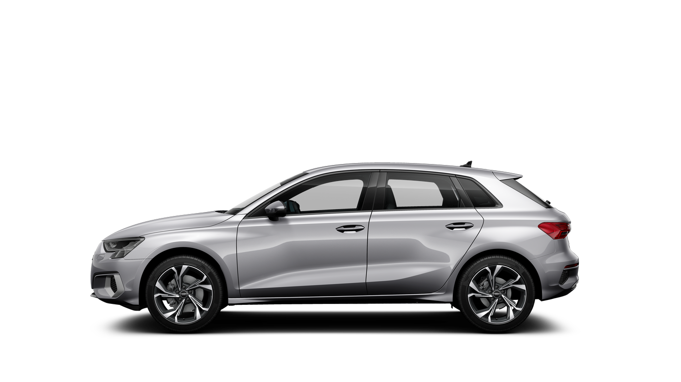 Seitenansicht eines Audi A3 in Silber.