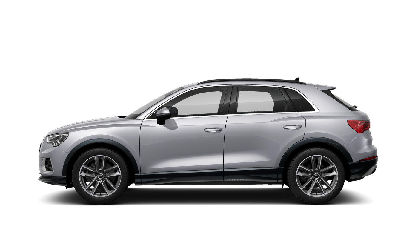 Seitenansicht eines Audi Q3 in Silber.